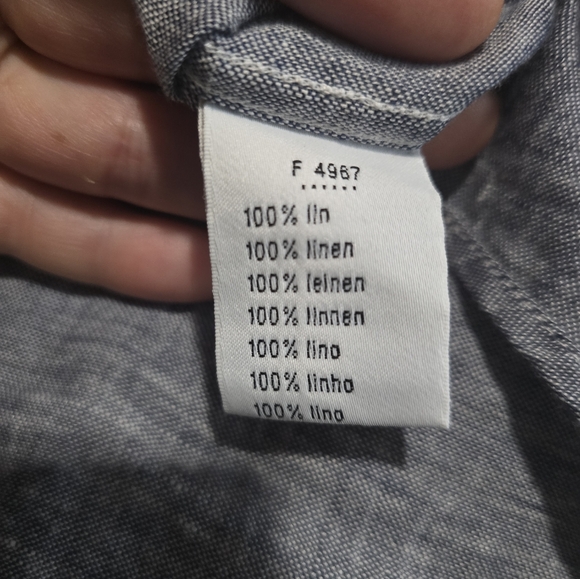 Lacoste linen long sleeved grey button up shirt regular fit, size 42 - Picture 5 of 5